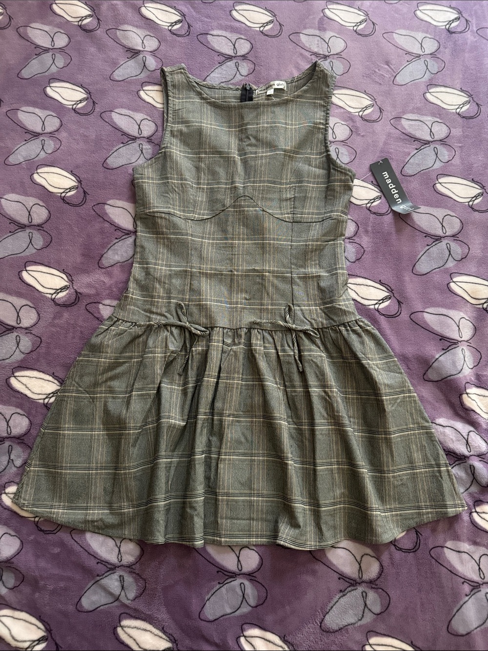 Madden Girl gray Plaid Sleeveless “School Dress” size L
